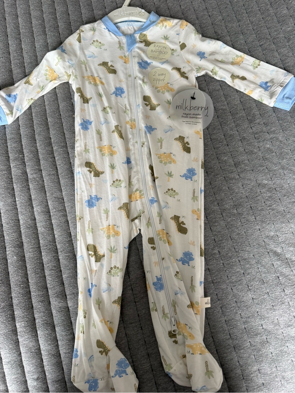 Milkberry Blue & Green Dino Print Baby